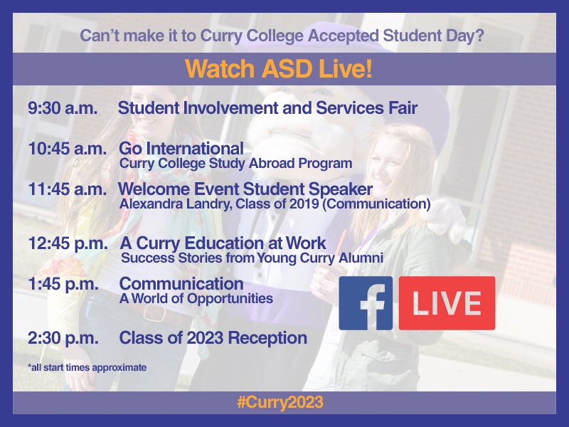 Why not grab a comfortable seat, a nice cup of coffee or tea, and settle in and watch some great panels/sessions during today’s Accepted Student Day. ☕️ #CurryLive #Curry2023 #CurryASD