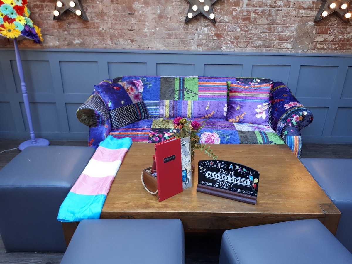 WarksPride's tweet photo. We're set up at @bedfordstreetls in #Leamington for the launch of #TransTogether, our new monthly social group for #trans people. It's on until 4pm. #LoveLeam #WarksPride #GoldenPride #LGBT #Warwickshire #transgender https://t.co/4XPGDDRySj
