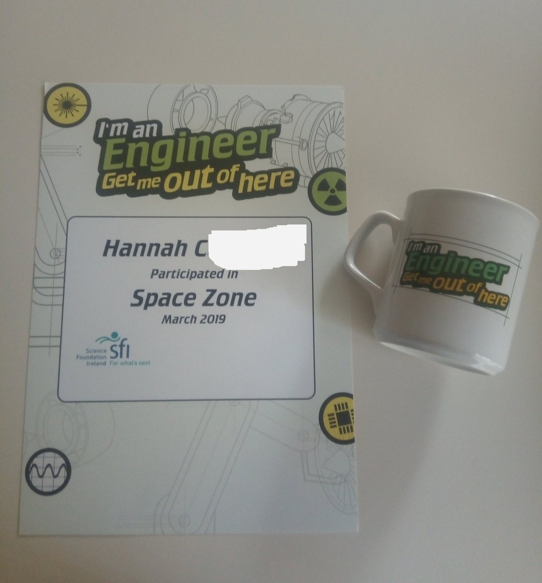 AstroHMFC's tweet photo. I am back from Tenerife carrying out space mission design at the University of La Laguna 🚀🛰️📡 I arrived home to my @IAEGMOOH certificate and mug!!! I really enjoyed my time talk to kids about space and I hope they were inspired. #IAEIE #EngWeek19 #STEM #SpaceCareers https://t.co/BTX7XtKhkg