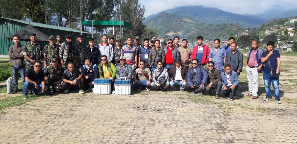 ceoarunachal's tweet photo. 35 polling personnel for 5 polling stations under Taksing circle was airlifted today. This is the last team to move by helicopter. While the first team on foot march has also left for their polling station 32-Cheppe under Anini today.
@SpokespersonECI @ECISVEEP https://t.co/QWSOO9dP3o