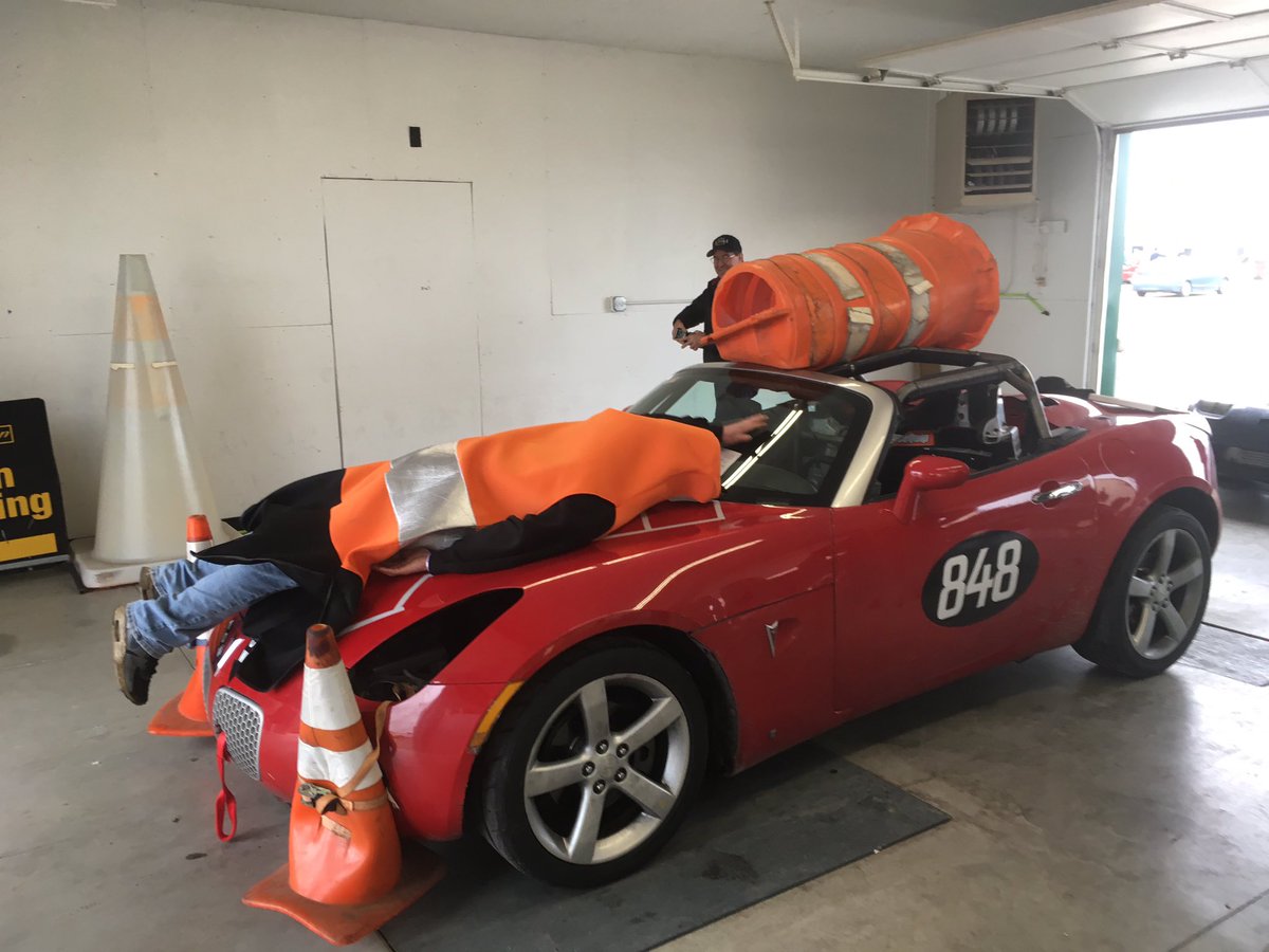 24hoursoflemons's tweet photo. We're racing at @autobahncc today! Send good thoughts to the imperiled cones that separate the two courses here. 

#ConeKiller #Pontiac #Solstice #PontiacSolstice #DoingTimeInJoliet #LemonsChicago #AutobahnCountryClub #AutobahnCC #24HoursOfLemons #Lemons #LemonsWorld https://t.co/cFJycVdo5V