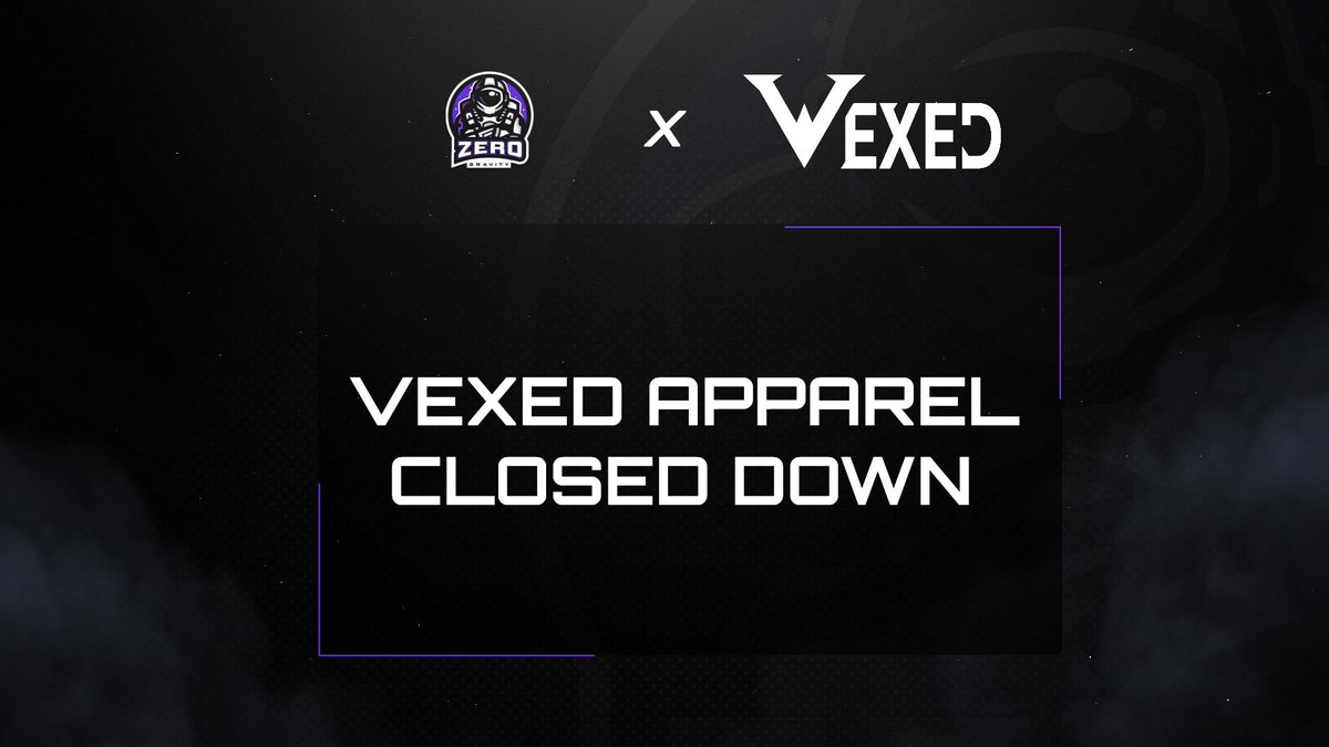 [#ZGMERCH]

<a href="/VexedApparel/">Vexed Apparel</a> is no longer our partnership for merchandises as they have closed it down as of today.

New announcement coming soon!

#ZGEsportsGG | #VEXED | #ZGFAM