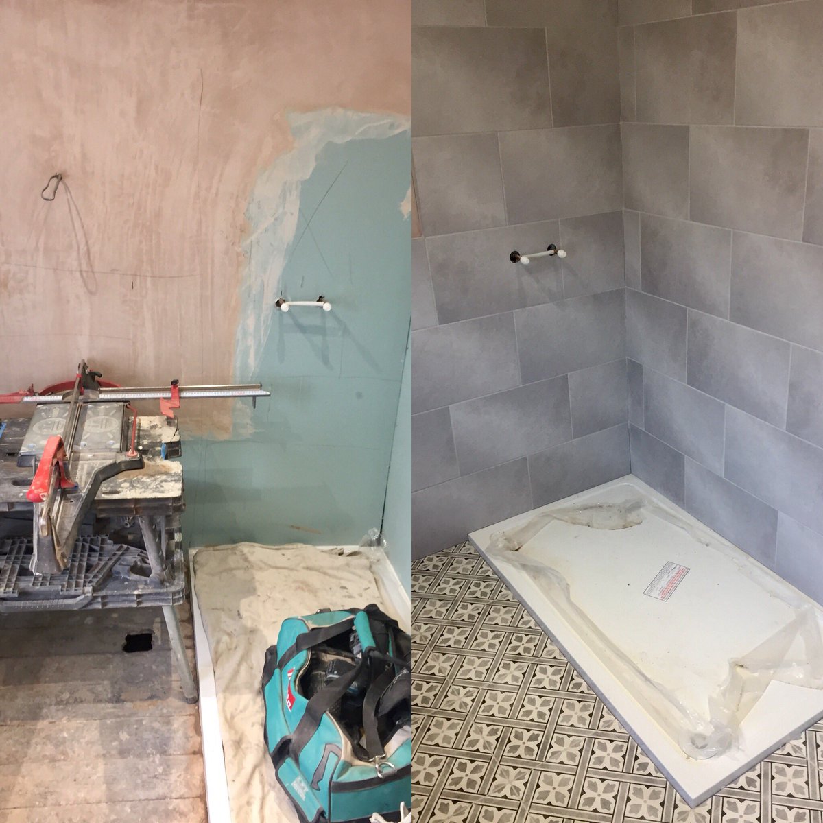 TasticTiling's tweet photo. Another shower area completed this week 👍🏻#tastictiling #showertiling #featuredtiles #brickbond https://t.co/kxB79IHFxI