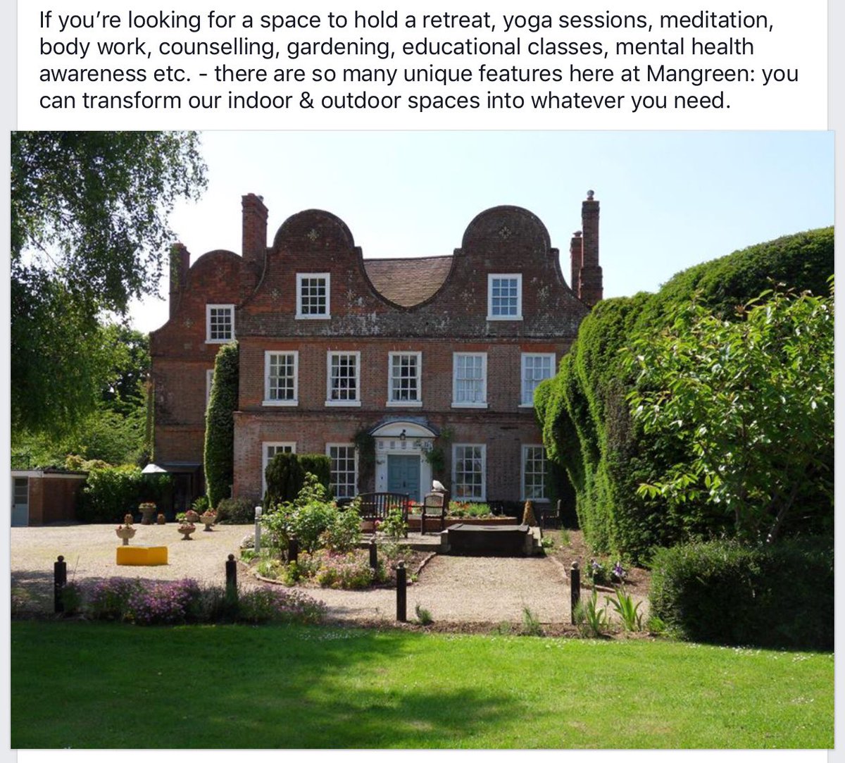 Mangreen Trust (@mangreentrust) on Twitter photo Why not get in touch....01508 570444 email events@mangreen.co.uk
#norfolk #norfolkhour #localbusiness #bedandbreakfast #mentalhealthmatters #wellness #wellness2019 #forgetmenots #conference #communitydays #weddingvenue #norwichnow #charity #bedandbreakfast #spiritual # Why not get in touch....01508 570444 email events@mangreen.co.uk
#norfolk #norfolkhour #localbusiness #bedandbreakfast #mentalhealthmatters #wellness #wellness2019 #forgetmenots #conference #communitydays #weddingvenue #norwichnow #charity #bedandbreakfast #spiritual #