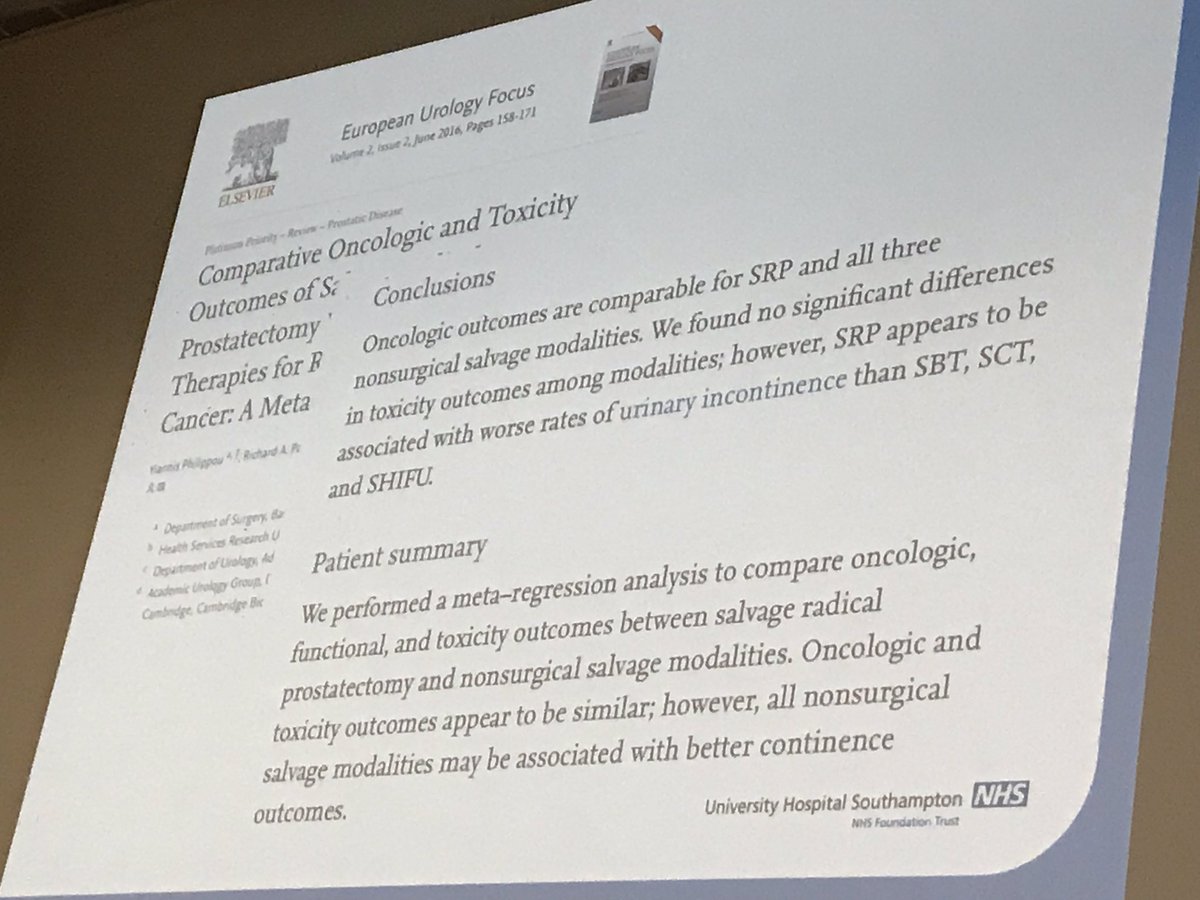 LondonProstate1's tweet photo. @timdudderidge speaking in favour of salvage ablation for radiorecurrent prostate cancer. Offers all options including sRALP but favours ablation first. #ftmasterclass #UroSoME @UHSFT https://t.co/Gtc0wNc3ke