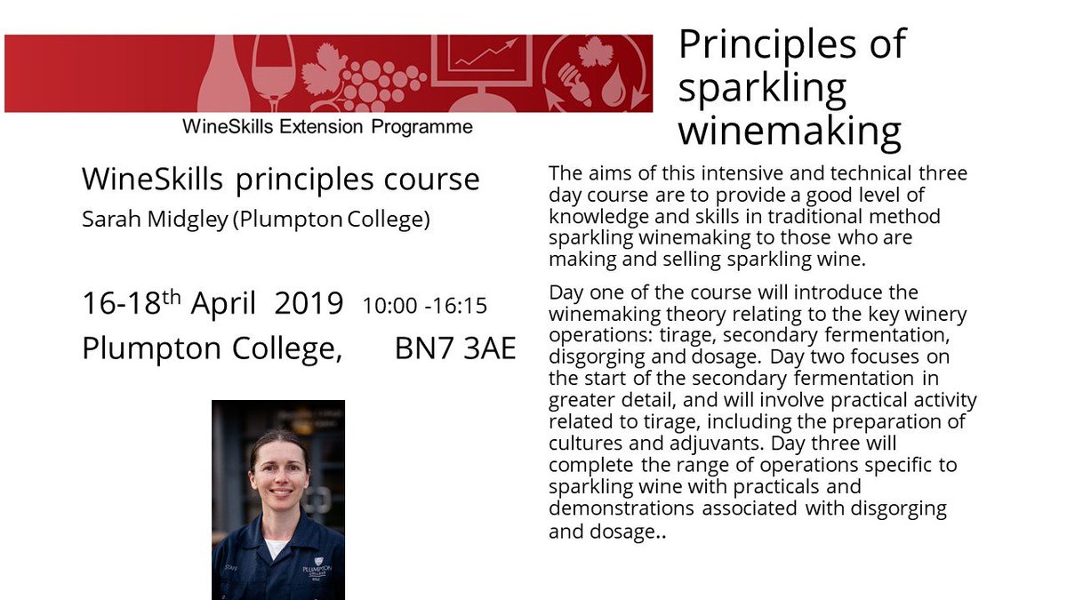WineSkills's tweet photo. Fab new course, @WineSkills Principles of sparkling winemaking 
16-18th April 
Learn about the practical side of making sparkling wine

https://t.co/CJtYXa6OcN https://t.co/lYQ2dIdi5s