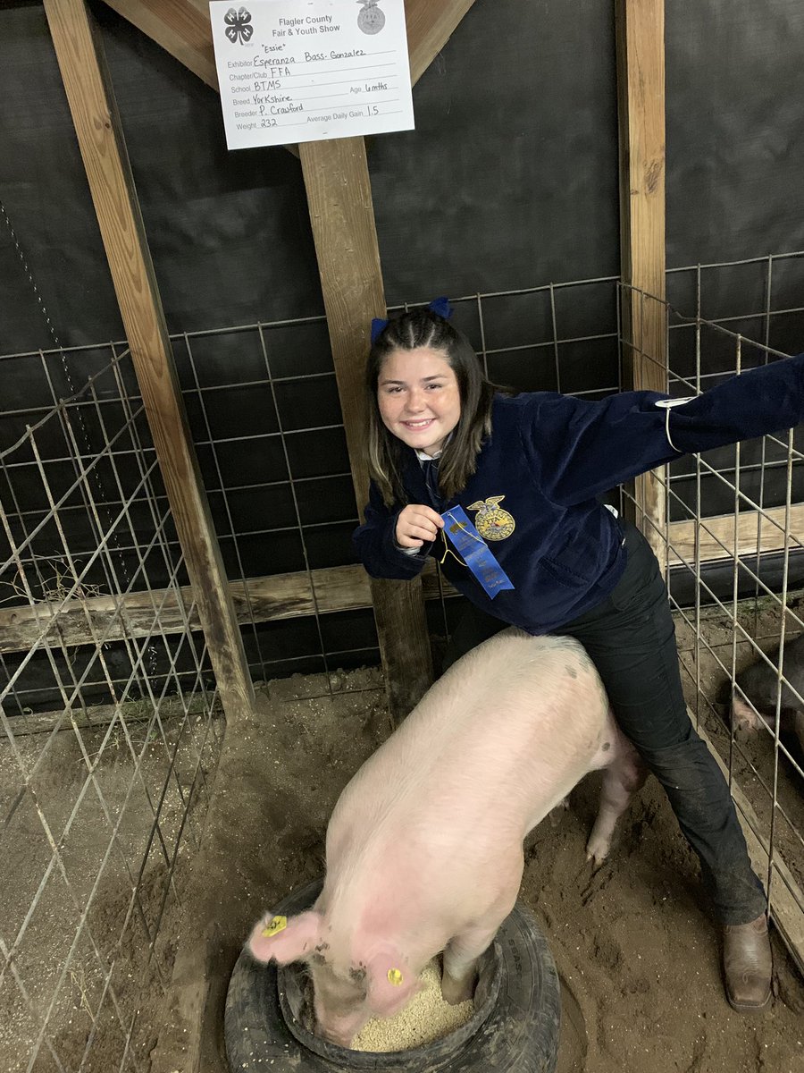 sbass1210's tweet photo. That’s all folks... Essie sold her pig, thank you to her buyers and all her supporters #teamessie 🎗#ffabtms #flaglerfair #proudmomma https://t.co/GbD6w0CcDz