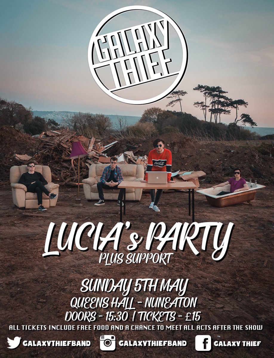 GalaxyThiefBand's tweet photo. To celebrate the release of Lucia, we are playing our own HEADLINE GIG in Nuneaton💃🏻

So, on the 5th May we are throwing Lucia’s Party🎉

Can’t wait to see you all there for the best party of the year🎺

Tickets on sale soon🎟 https://t.co/H8UWJQrV6e