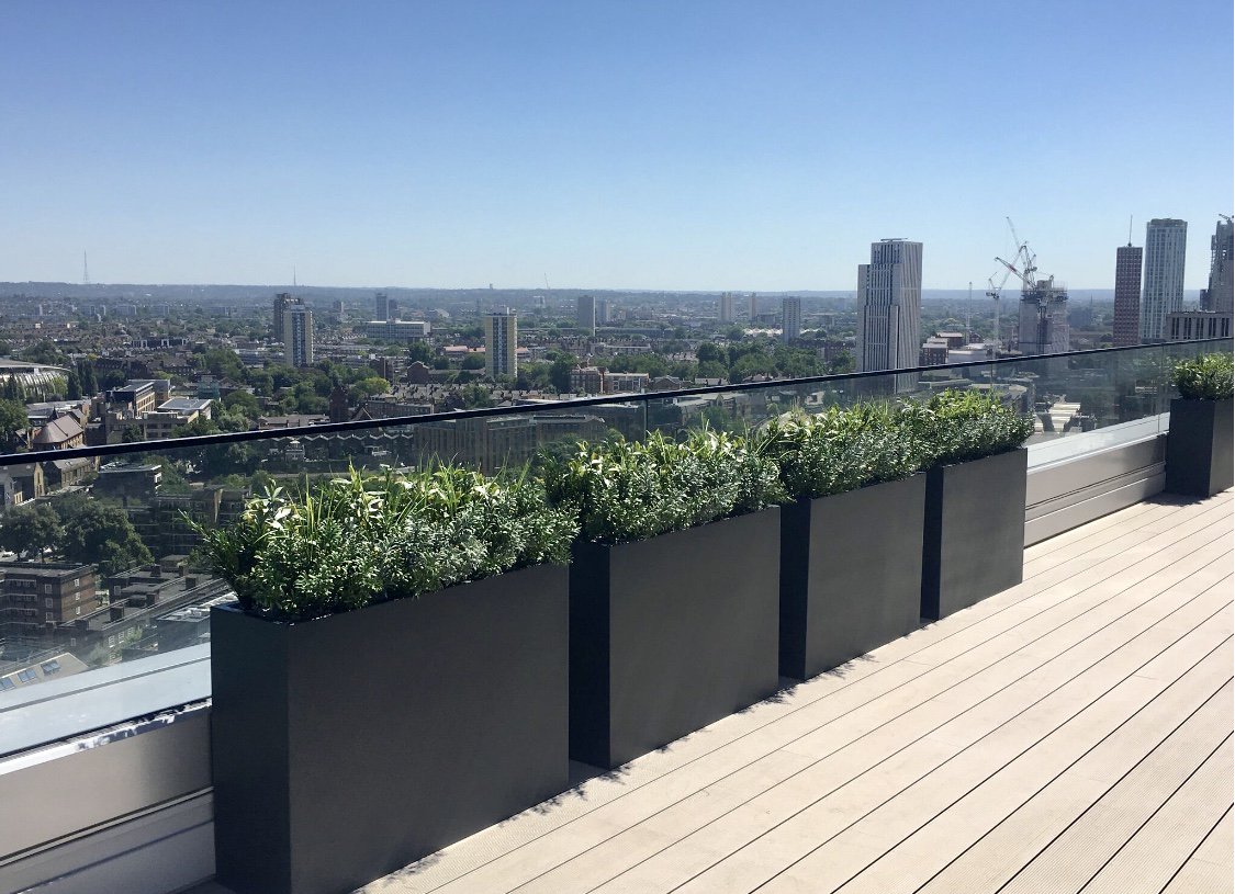 FakeItFlowers's tweet photo. Simple but stylish tall faux planters soften and add year round greenery to this stunning roof terrace. #roofgardens #fabulousfauxliage #fakeitinstalls #fakeitplants #fauxplanting #londonbalconies #londongardens https://t.co/OpcoGZv9mt