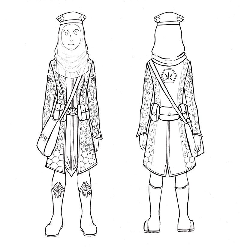 DomDuongArt's tweet photo. The original drawing I did of Asoka's character design. Ended up changing their face veil, but otherwise mostly the same. To keep updated for when #thefirstvirs campaign goes live, you can go to https://t.co/htQ4FJbfr9 and sign up to our mailing list #characterdesign #comics https://t.co/BHWUYKUof0