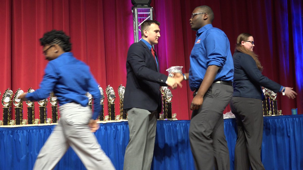 dr_ywong's tweet photo. Our senior TSA members @Atkins_HS getting on stage to receive the senior pins. https://t.co/1Poy7TMxHn