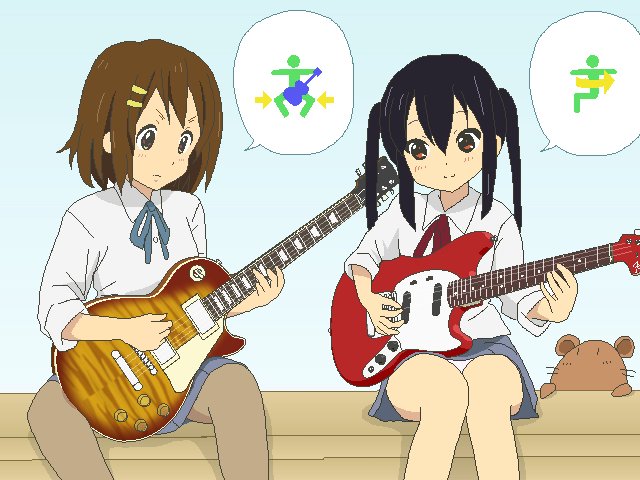 ポポロン Sur Twitter けいおんで唯ちゃんが座ってレスポール弾いて いるところ あったのかもしれないが 覚えていない 謎 レスポールを座ってだと弾きにくいと感じる人は クラシックギターの構え方のほうが良いかも 謎