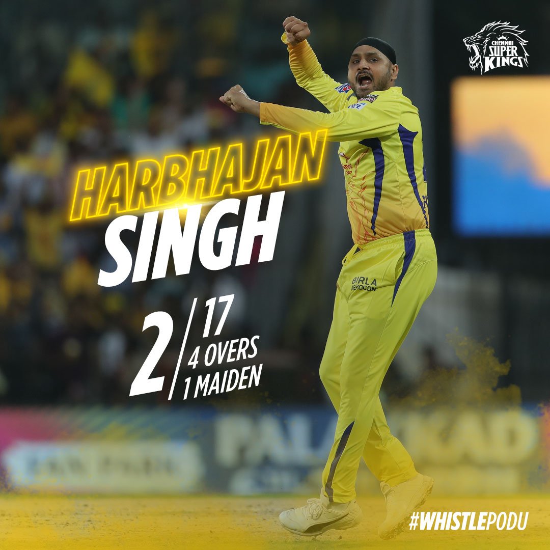 ChennaiIPL's tweet photo. The double wicket maiden that started off the super innings! #WhistlePodu #yellove #CSKvKXIP 🦁💛 https://t.co/LAAnjFDBrF