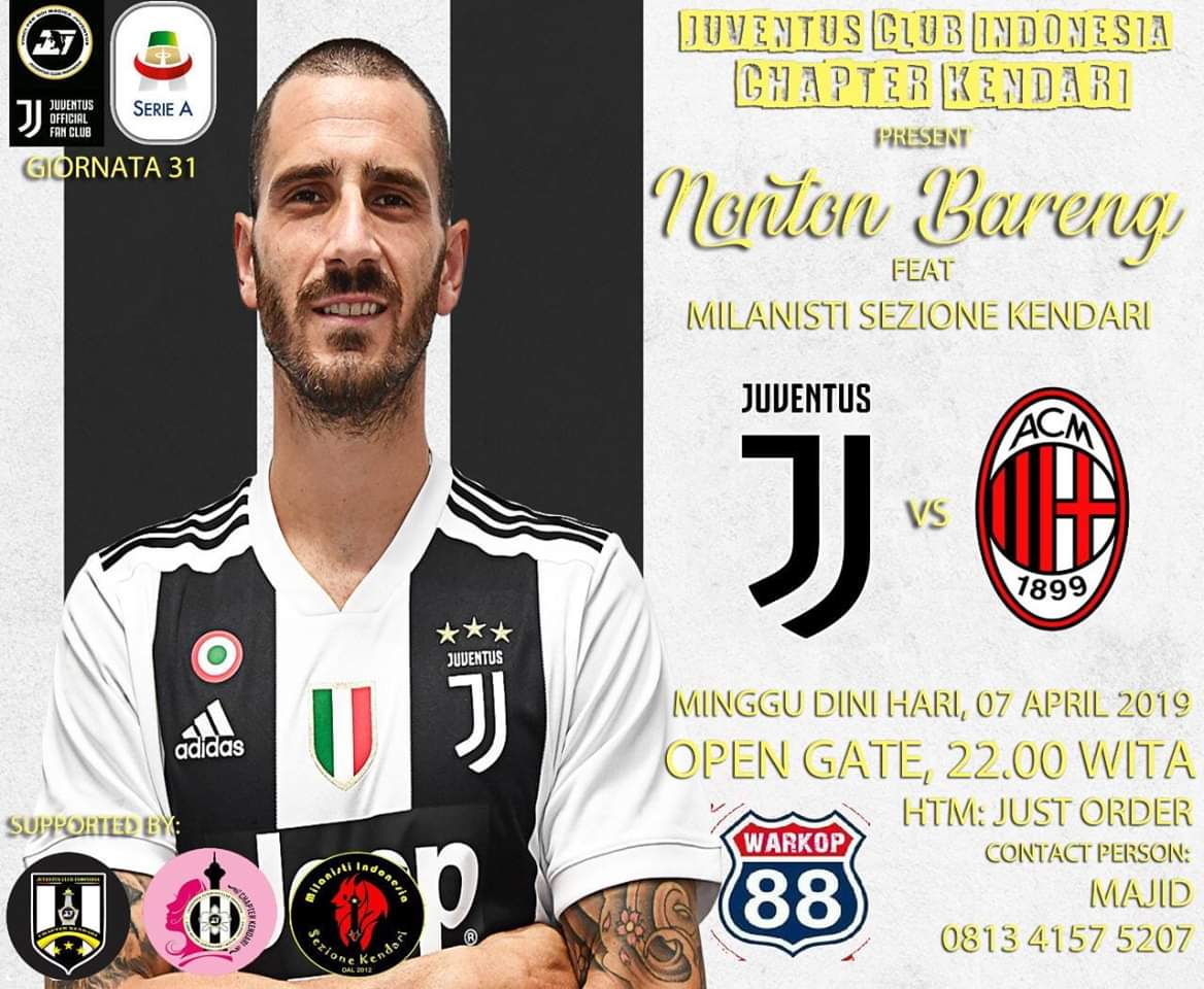 Ayo ramaikan Gaez...
Nobar liga italia Giornata 31 at warkop 88.
Info jelasnya ada pada famplet..
Grazie...
<a href="/MilanistiOrId/">Milanisti Indonesia</a> <a href="/JCI_Kendari/">Juventini Kendari</a>