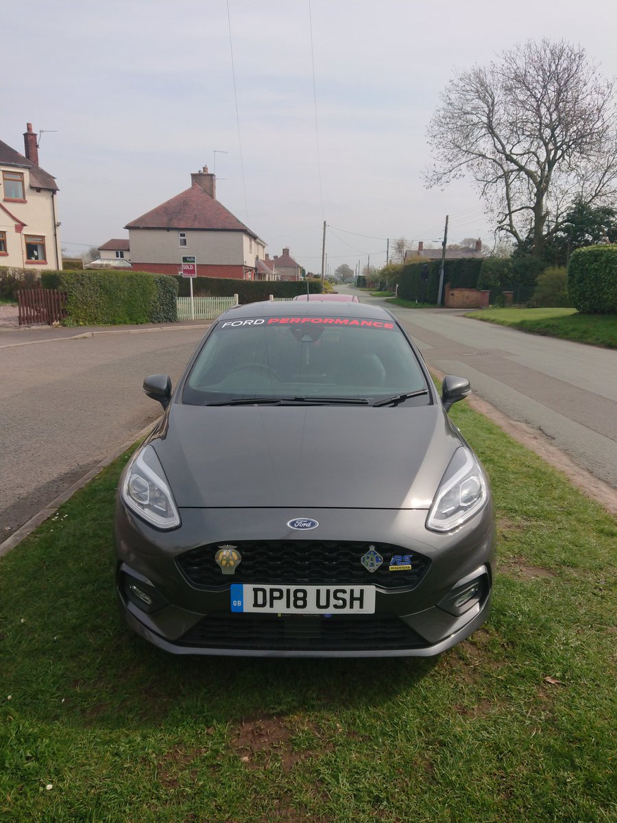 AlanBradbury211's tweet photo. No racing this weekend so Sticker Saturday new #fordperformance windscreen strip on and #msport sticker on my #ecoboost engine cover #ford #newfiesta https://t.co/AXna2SR5Z0