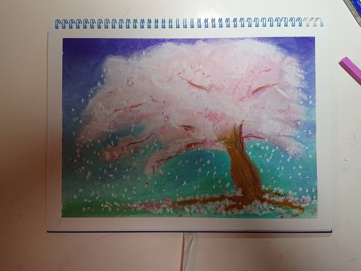 ちゃい Hiroko Yam 皆さんお花見は行かれましたか 私は近所で見るだけですけど綺麗です パステルで描く簡単な 桜の描き方を動画にアップしました 皆さんも是非お好きな色でお好きな桜を描いてくださいです T Co Wfmmwokqej アナログ絵描き