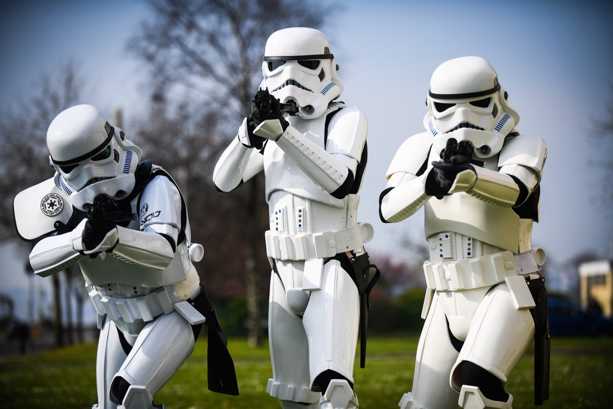 RobertMelen's tweet photo. Starwars, Strormtroopers pictured today at a ComiCon and gaming event, which drawn huge crowds these days. Swansea, Wales, UK. @alamylivenews #comicon @scgc_2019 #subcluture #starwars '#gaming #cosplay #comic #photography #wales #news #uk #film #editorial https://t.co/c15LrHXp0Q