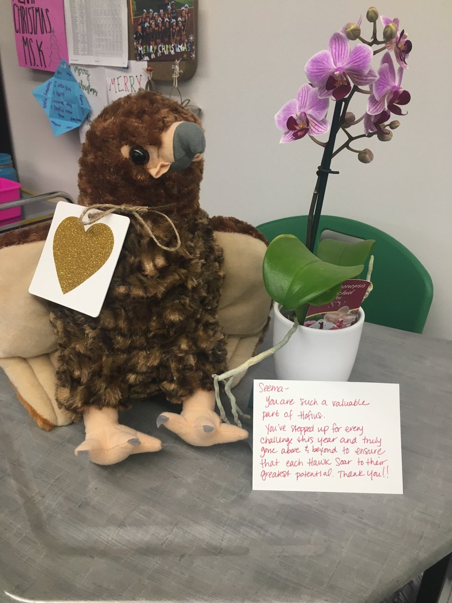 LariSeema's tweet photo. Honored to receive the Golden Heart Hawk! Thank you for the sweet gesture! @HofiusKISD https://t.co/VAivyxPMma