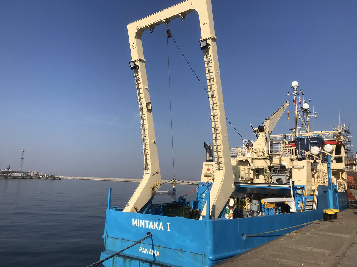 Vessel Mintaka I waiting to depart from port of #Gdynia for #survey work on #Baltic sea <a href="/GloMarGroup/">Glomar Offshore</a> #offshore #research #wind