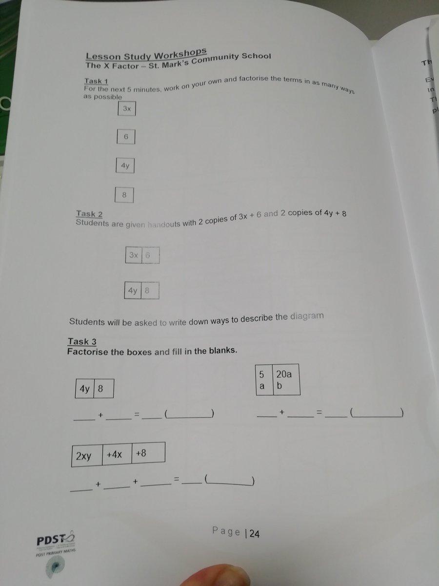 bnimhaille's tweet photo. Fantastic lesson by teachers in St. Marks and @istone_irene on the misconceptions in algebra, and linking it to patterns and the area model. #MathsCounts2019 https://t.co/SGfHEcBe00