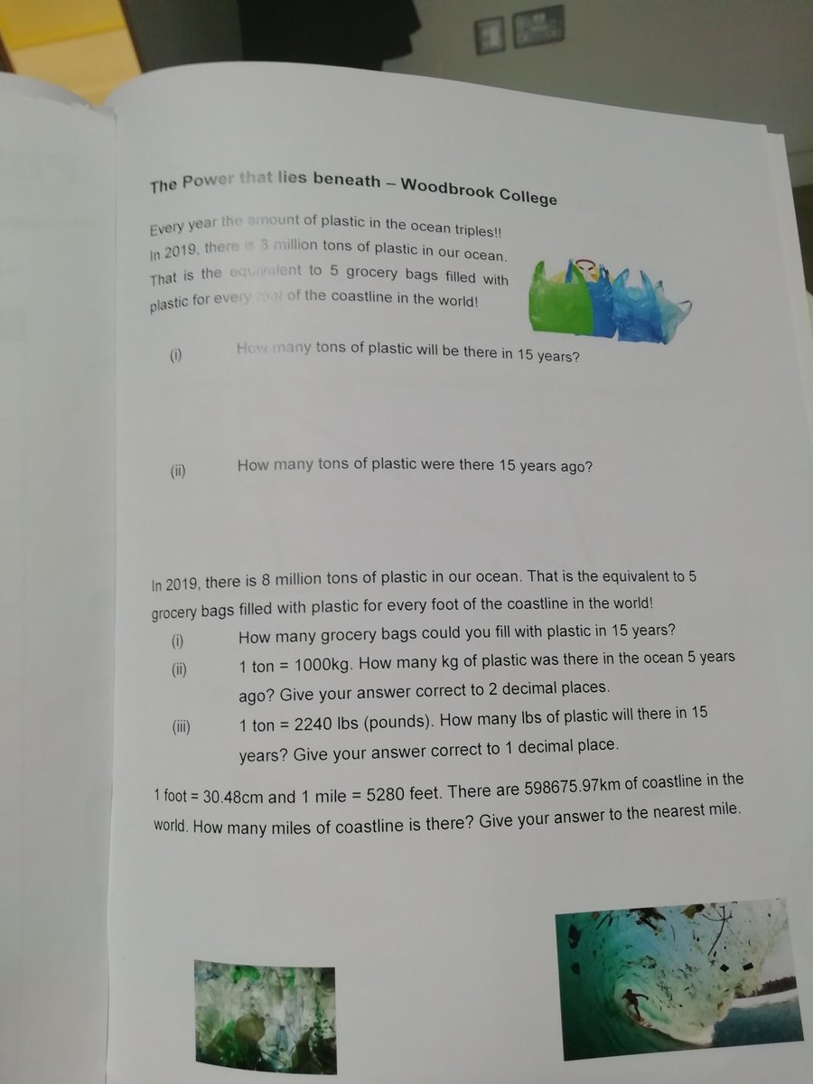 bnimhaille's tweet photo. What a thought provoking lesson and use of AFL by teachers at Woodbrook College on indices and it's application in our use of plastic bags. Very scary to think that our use of plastic is growing exponentially. #MathsCounts2019 @ProjectMaths_ie @JctScience https://t.co/qRFOkP2SQb