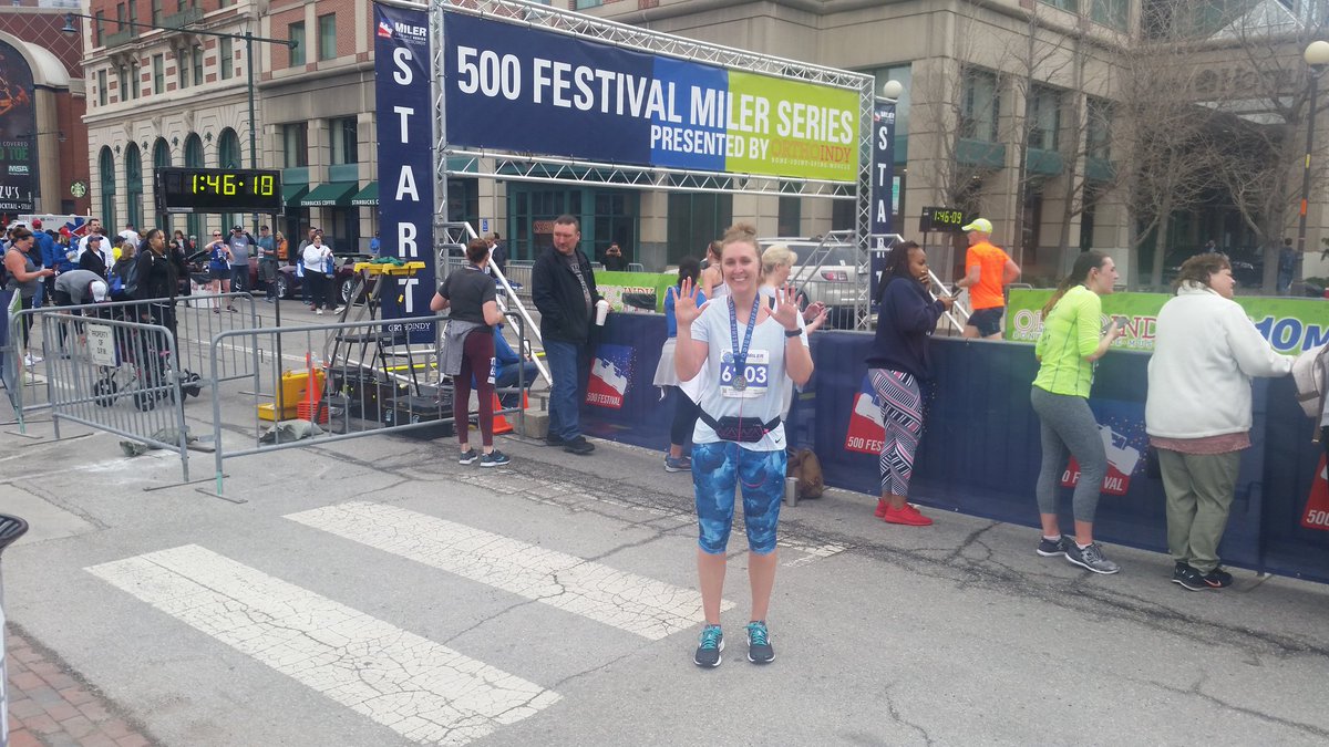 saranahrwold's tweet photo. Best time for a 10 miler! My first @500Festival Miler Series is in the books and another medal added to my collection! #indymini #training #goals #fitbride https://t.co/qFWrCNlbmx