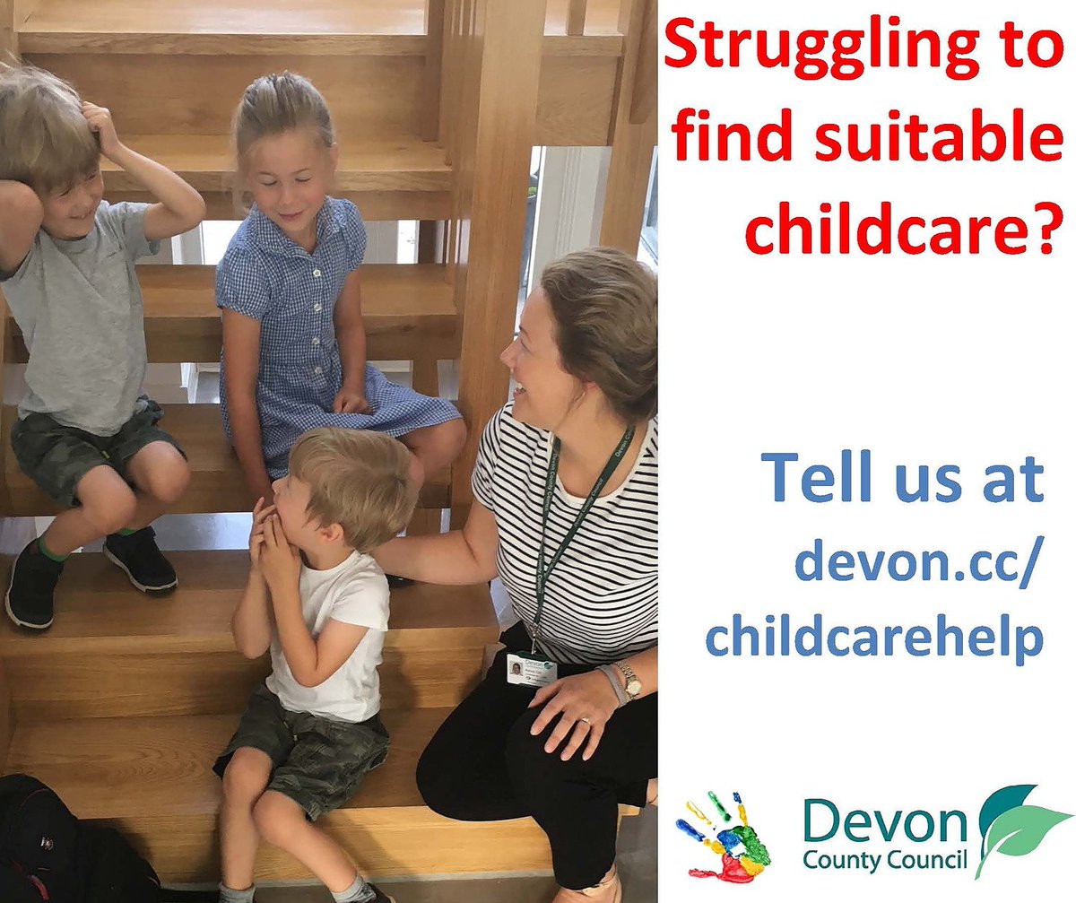 Are you struggling to find suitable childcare for your 0 to 14 year old? Do you know Devon County Council must make sure there is enough childcare for you to work? Please let us know so we can help you  soc.devon.cc/KD4z1  #devonearlyyears #childcare #helpme <a href="/DevonCC/">Devon County Council</a>