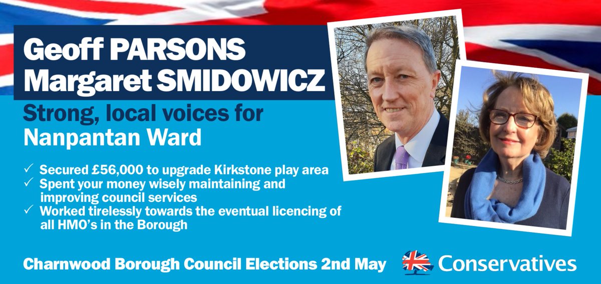 CBCtory's tweet photo. Meet our candidates:
🗳 Geoff Parsons &amp; Margaret Smidowicz🌳
Strong local voices for
Loughborough Nanpantan https://t.co/3zBqjqTgp0
