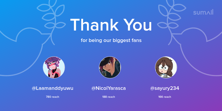 FoxyTheSwagger's tweet photo. Our biggest fans this week: @Laamanddyuwu, @NicolYarasca, @sayury234. Thank you! via https://t.co/q4UmktXcIq https://t.co/sriwaxe28m