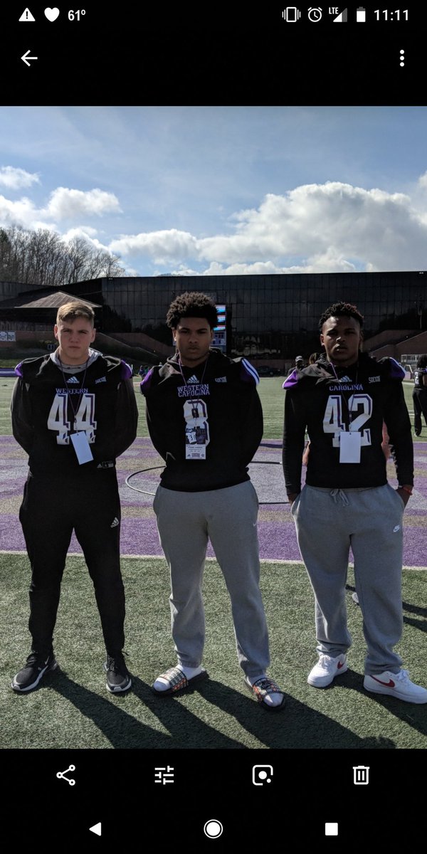 WalhallaHSFBall's tweet photo. Today, three Razor LB's getting to take in a great Jr Day visit experience to Western Carolina.  Great staff, great family atmosphere.  @jacqharrison8 @Hitter42 @TheHowieThomas @WCU_FB @CoachSpeir @CoachRWright @padgett_johnson https://t.co/aRaZk3Kpim