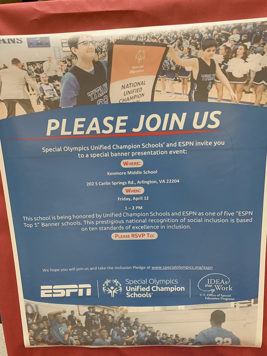 KMSLifeSkills (@kmseurith) on Twitter photo Getting ready for our Inclusion Revolution with ESPN and Special  Olympics! Come join in the REVOLUTION!   
#THEREVOLUTIINISINCLUSION 
<a href="/KMSEurith/">KMSLifeSkills</a> <a href="/michelewhubert/">Michele Hubert</a> <a href="/APSVirginia/">Arlington Public Schools</a> <a href="/APSKenmore/">Kenmore MS</a> <a href="/SOlympicsVA/">Special Olympics Virginia</a> <a href="/KenmorePTA/">Kenmore Middle PTSA</a> <a href="/APSHPEAthletics/">Debbie DeFranco</a> <a href="/AutismAPS/">Autism APS</a> Getting ready for our Inclusion Revolution with ESPN and Special  Olympics! Come join in the REVOLUTION!   
#THEREVOLUTIINISINCLUSION 
<a href="/KMSEurith/">KMSLifeSkills</a> <a href="/michelewhubert/">Michele Hubert</a> <a href="/APSVirginia/">Arlington Public Schools</a> <a href="/APSKenmore/">Kenmore MS</a> <a href="/SOlympicsVA/">Special Olympics Virginia</a> <a href="/KenmorePTA/">Kenmore Middle PTSA</a> <a href="/APSHPEAthletics/">Debbie DeFranco</a> <a href="/AutismAPS/">Autism APS</a>