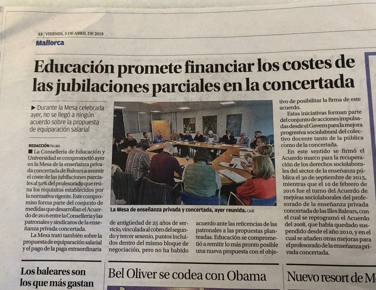 uctaib's tweet photo. A la reunió de la mesa de l'ensenyament concertat, La Conselleria d'educació @EDUN_IB es comprometre per complir l'acord de la jubilació parcial del 50% que compleixen els requisits. Les cooperatives aplaudim aquesta mesura https://t.co/h8bgqj5caq https://t.co/fJzda0qcWS