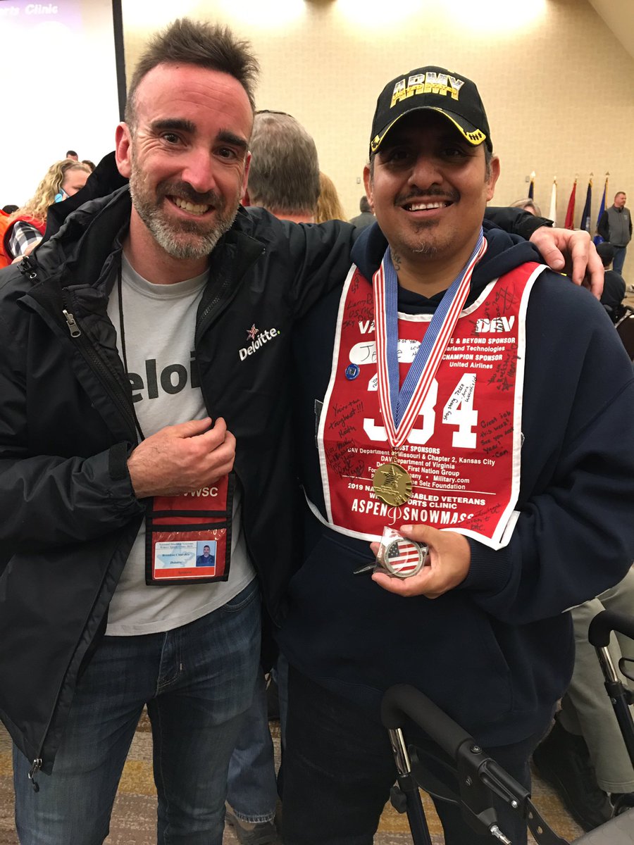 ARMY #Veteran Jesse showed me what true #Heart and #Determination means. He spent over 30min climbing the rock wall at the #NDVWSC. #DeloitteSupports @sports4vets @DavHQ in showing how #adaptivesports can support recovery! Loving @lifeatdeloitte #Humbled