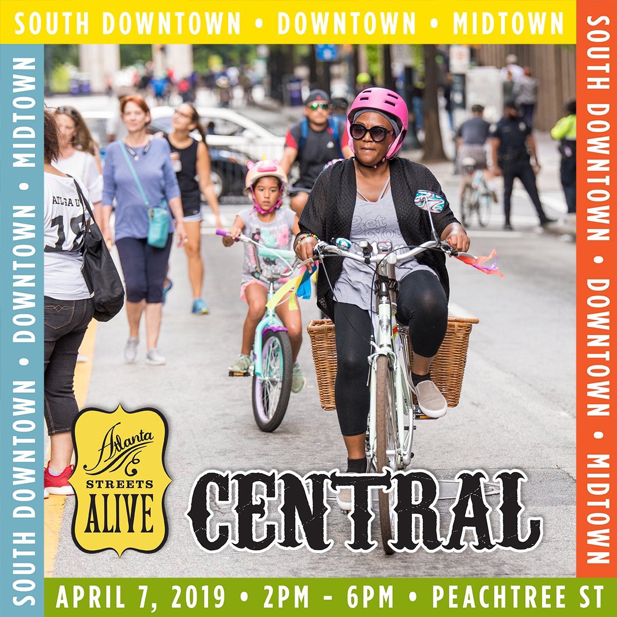 CityofAtlanta's tweet photo. On April 7, @ATLStreetsAlive will take over Peachtree Street for 3.1 miles of motor-free movement! The street will be yours to walk, roll, bike and play from 2-6 pm! @ATLStreetsAlive is FREE and fun for all ages. Click here for details: https://t.co/7iqNervtk3 #ATLStreetsAlive https://t.co/bZPoL3uPsn