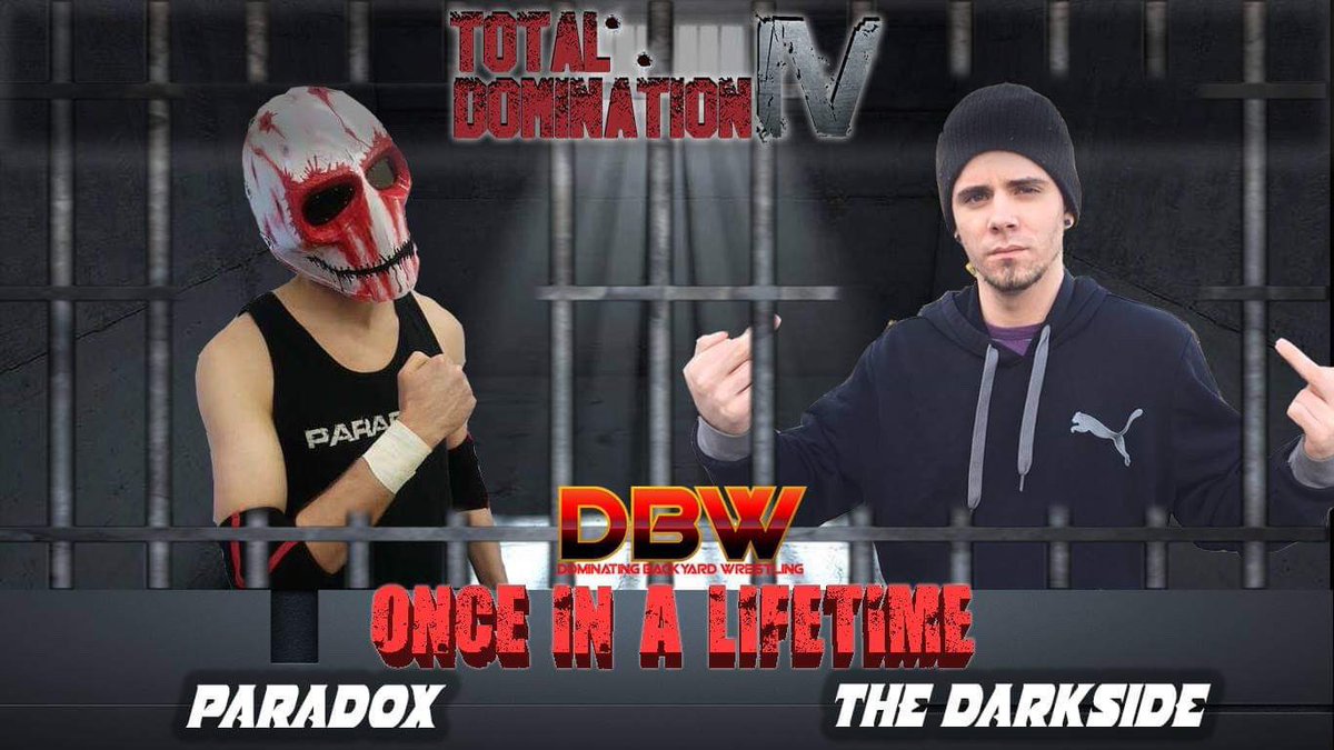 WrestlingDBW's tweet image. A once in a lifetime match as the DBW Hall of Fame @ParadoxDBW battles @TheDARKSIDE897 in a huge match at #TD4