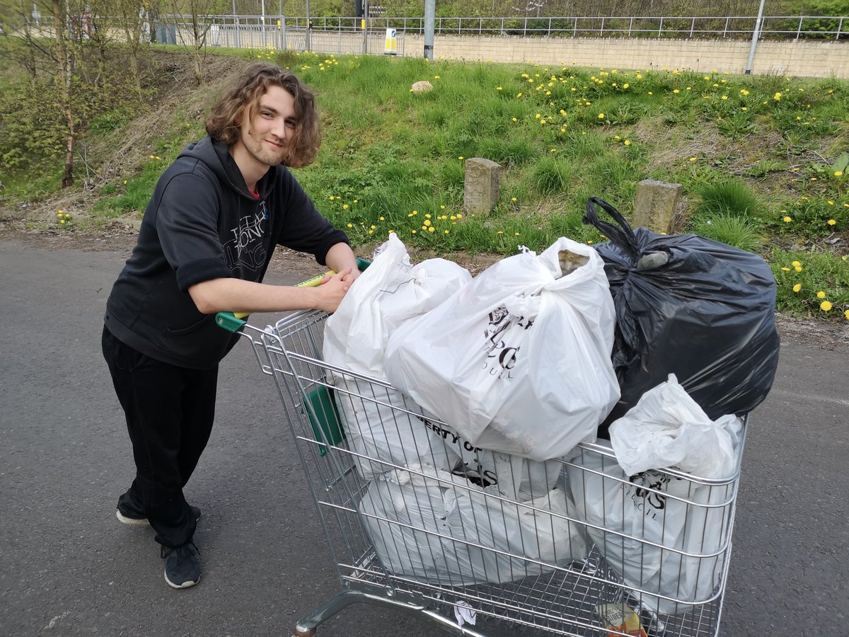 Found some Leeds City Council trash bags out in the woods next to the River View Point so we used them for our biggest clean up to date! Needed a shopping trolley to shift it all. <a href="/LeedsCC_News/">Leeds Council News</a> <a href="/LeedsParks/">Leeds Parks</a> 

#TrashTag #Kirkstall #CleanUp #Environment