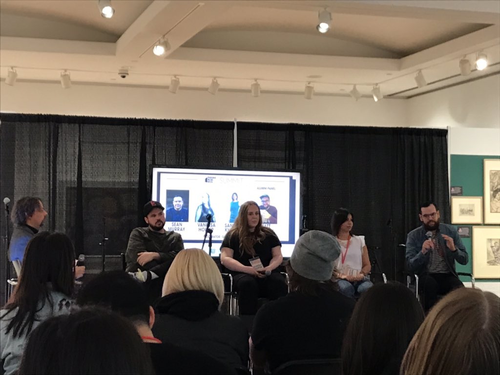 oshawamusicweek's tweet photo. Our Started From the Bottom panelists are sharing their music industry advice and telling stories about working for @LiveNationON and @dinealonemusic! #OMW19 https://t.co/kPwOw8fXBZ