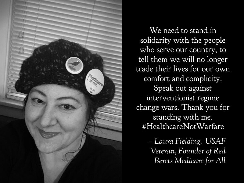 RedBeretsM4All's tweet photo. @VegaSpeaks I served in the military which I’m not particularly proud of—now I use my voice to speak out against endless, for profit war. People are starving &amp; in our country we have mass poverty &amp; millions w/out insurance. Bernie helped me believe change was possible🔥

#RedBerets
#WhyIBern https://t.co/ZprkThehjx
