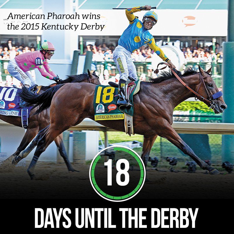 BloodHorse's tweet photo. Eighteen Days Until the Kentucky Derby! #TC19 #KentuckyDerby https://t.co/KD06jUJPYb