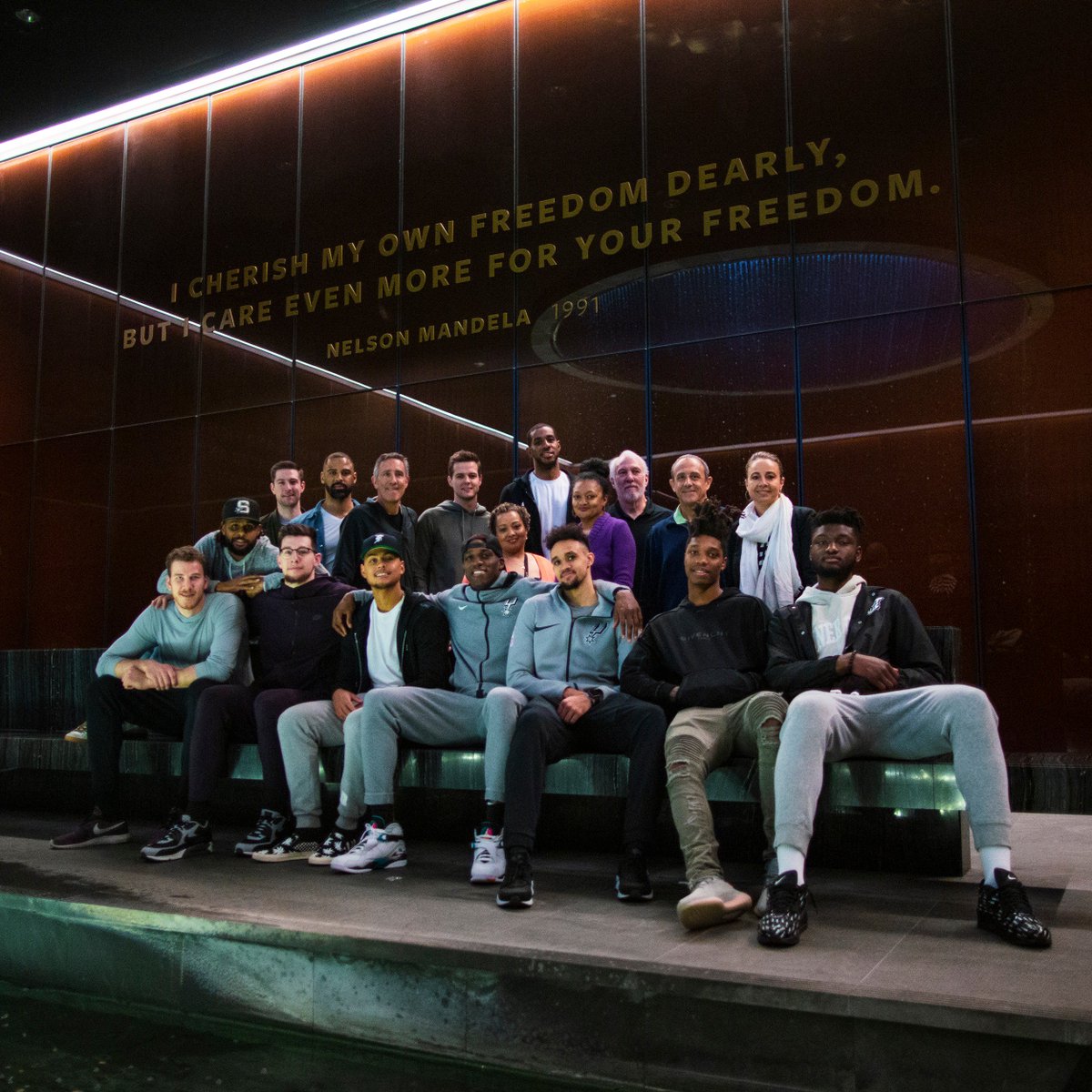 spurs's tweet photo. Before leaving D.C., players and coaches visited the National Museum of African American History and Culture. Thanks for having us, @NMAAHC!

#NMAAHC | #APeoplesJourney https://t.co/UsQXl2XYYX