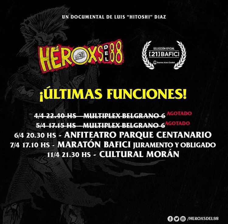 HITOSHIDIAZ's tweet photo. Ya mismo hablando con @danyjimenezreal por @Vorterix sobre @heroxsdel88 en #Bafici21 y las funciones q quedan !!
#invasion88
#documentalpunk https://t.co/LFV6nV1Fnw