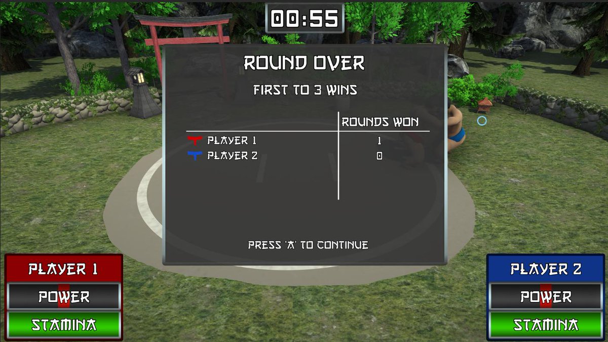 Broken_Knights's tweet photo. Added some new UI elements; round summary, timer, and player stats.  Starting to look like a real game :)
#gamedev #sumo #sumoGame #screenshotsaturday #madewithunity #indiegame https://t.co/qXlPBjZMqg