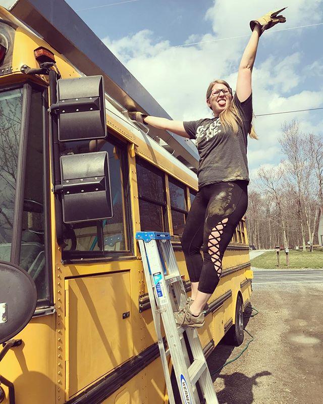 sasquatters's tweet photo. Last stretch of sanding happiness! #Sasquatters #skoolie #skoolieconversion #skoolieconverters #tinyhouse #tinyhouseonwheels #diy #bus #buslife #busstuff https://t.co/sONgScRPDP https://t.co/RdMC9svr7s