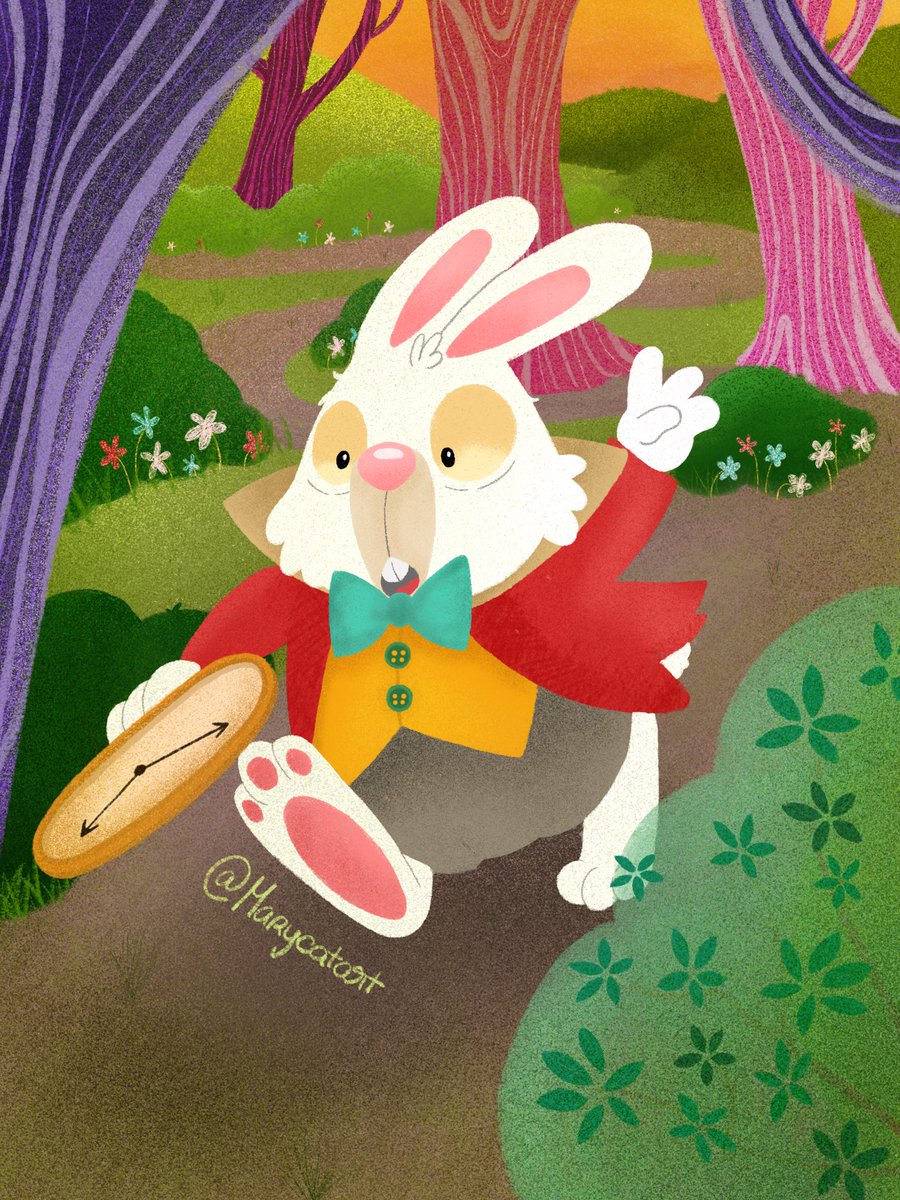 marycatart's tweet photo. 4/7 - White Rabbit 🐰🐰💕💕

#illustrations #draw #art #digitalart #ArtistsOnTwitter #Procreate #AliceInWonderland https://t.co/zzzjJWRvea