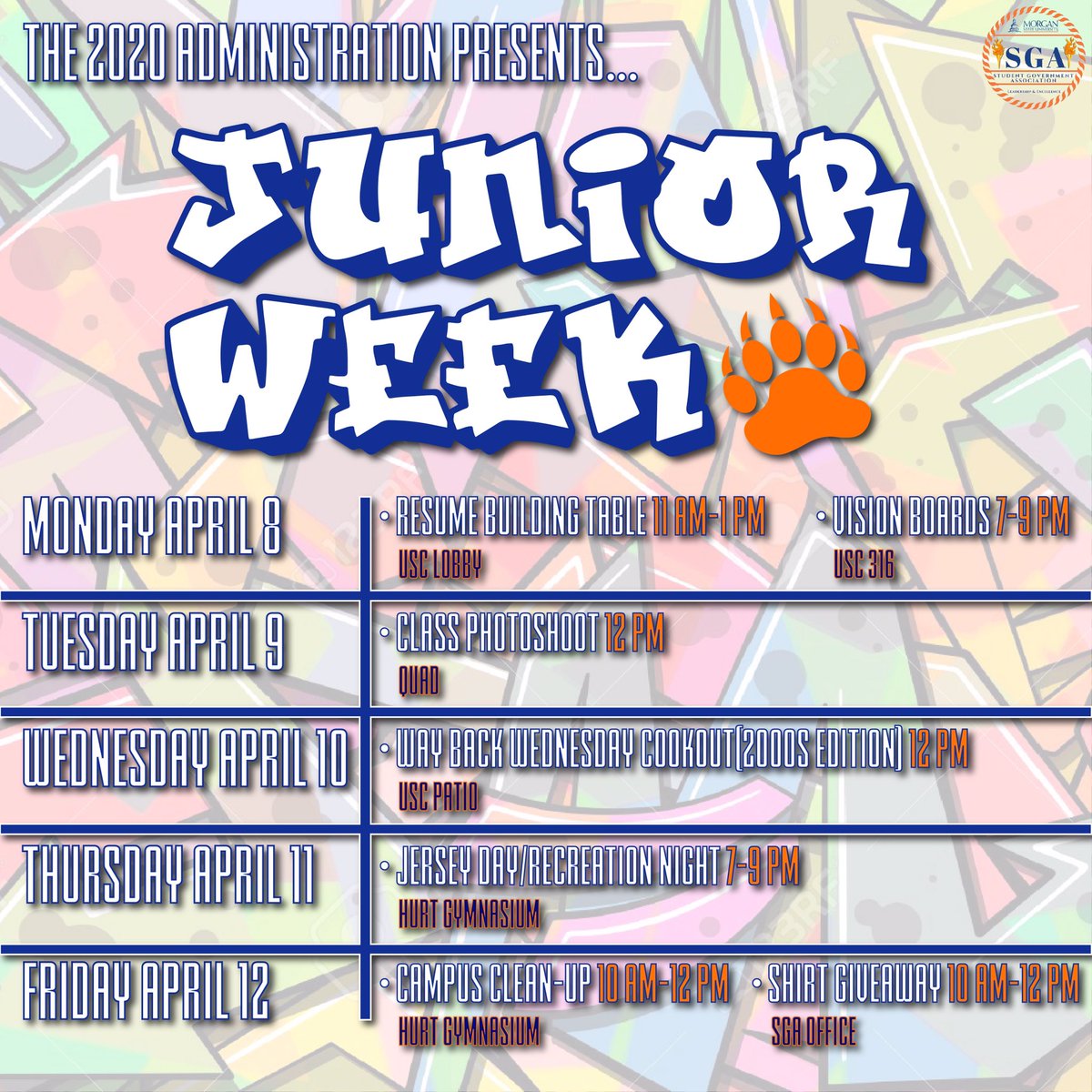 msu20_'s tweet photo. Now For The Moment You’ve Been Waiting For 🤩! 
The Visionary Administration Presents:
Junior Week 2019 
Kicking Off on Monday 4/8 ! 
#MSU2020 #JuniorWeek2019 
#MorganState https://t.co/jKK2mjrb34