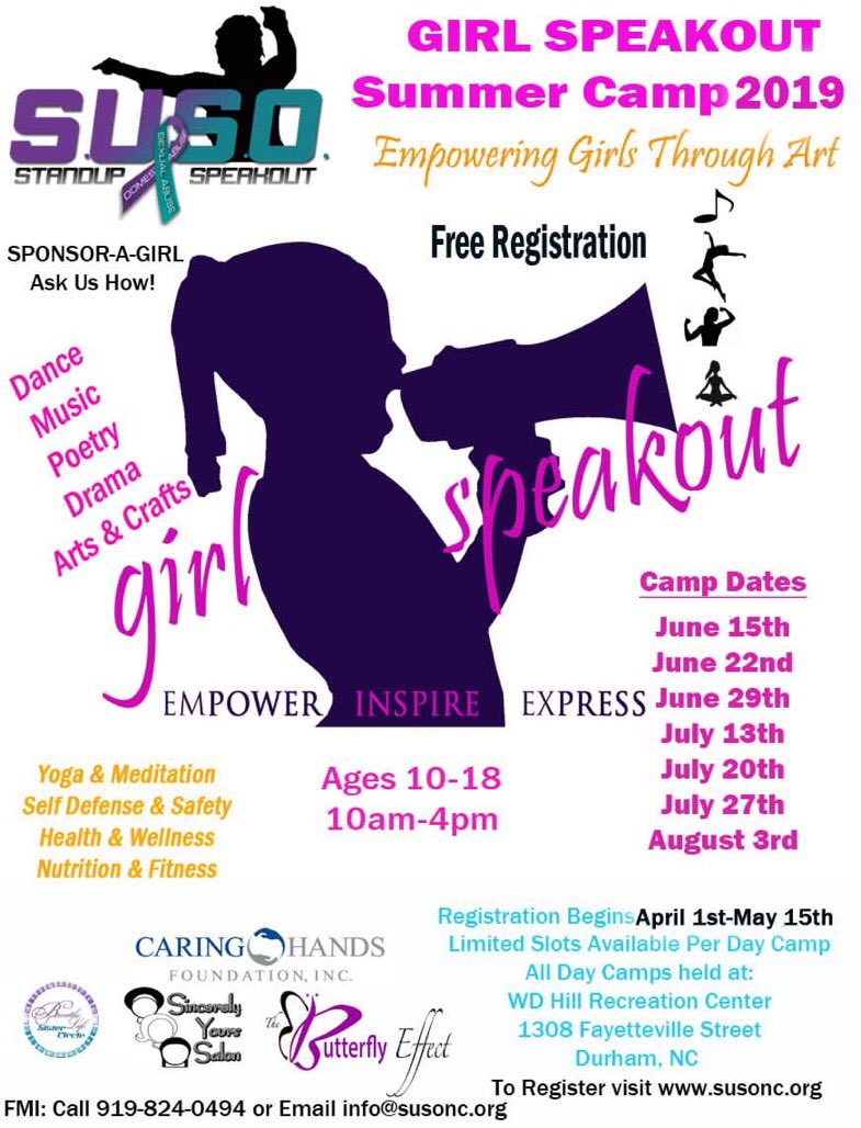 SUSONC's tweet photo. We are just 7 days away from #artheals2019 an event benefiting Girl SpeakOut Summer Camp. Come out and enjoy the poets, music, and art work @recitynetwork celebrating 15 years! #susonc https://t.co/CLWAElwiPg