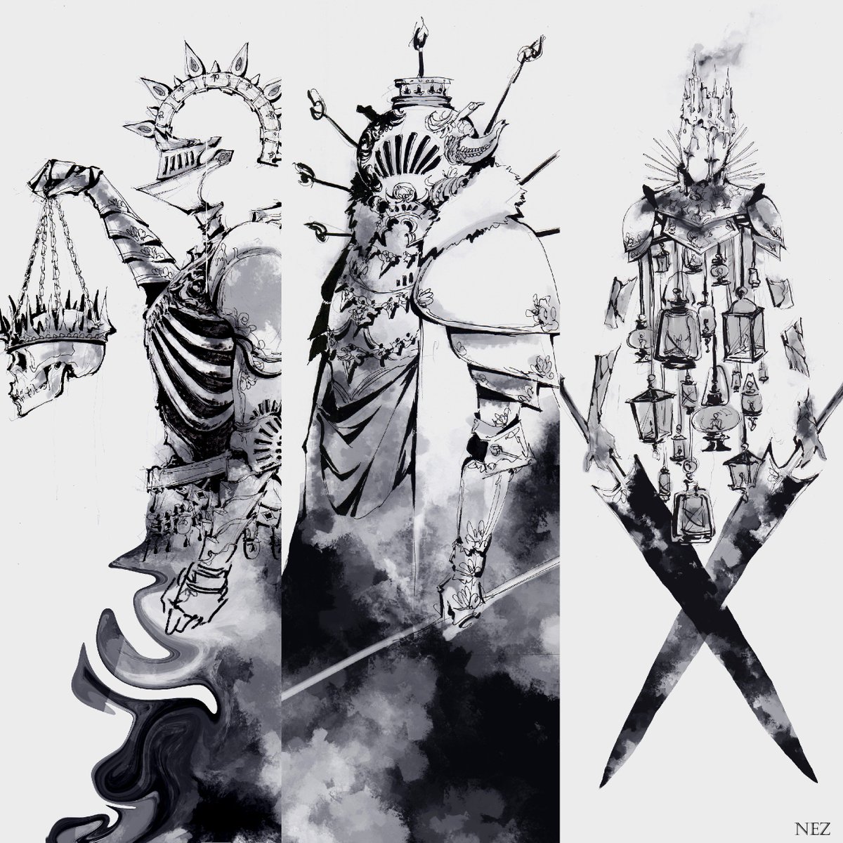My full knight collection, so far. Thank you for all the support I had into making these, it was really encouraging to know people were fond of my designs c:
