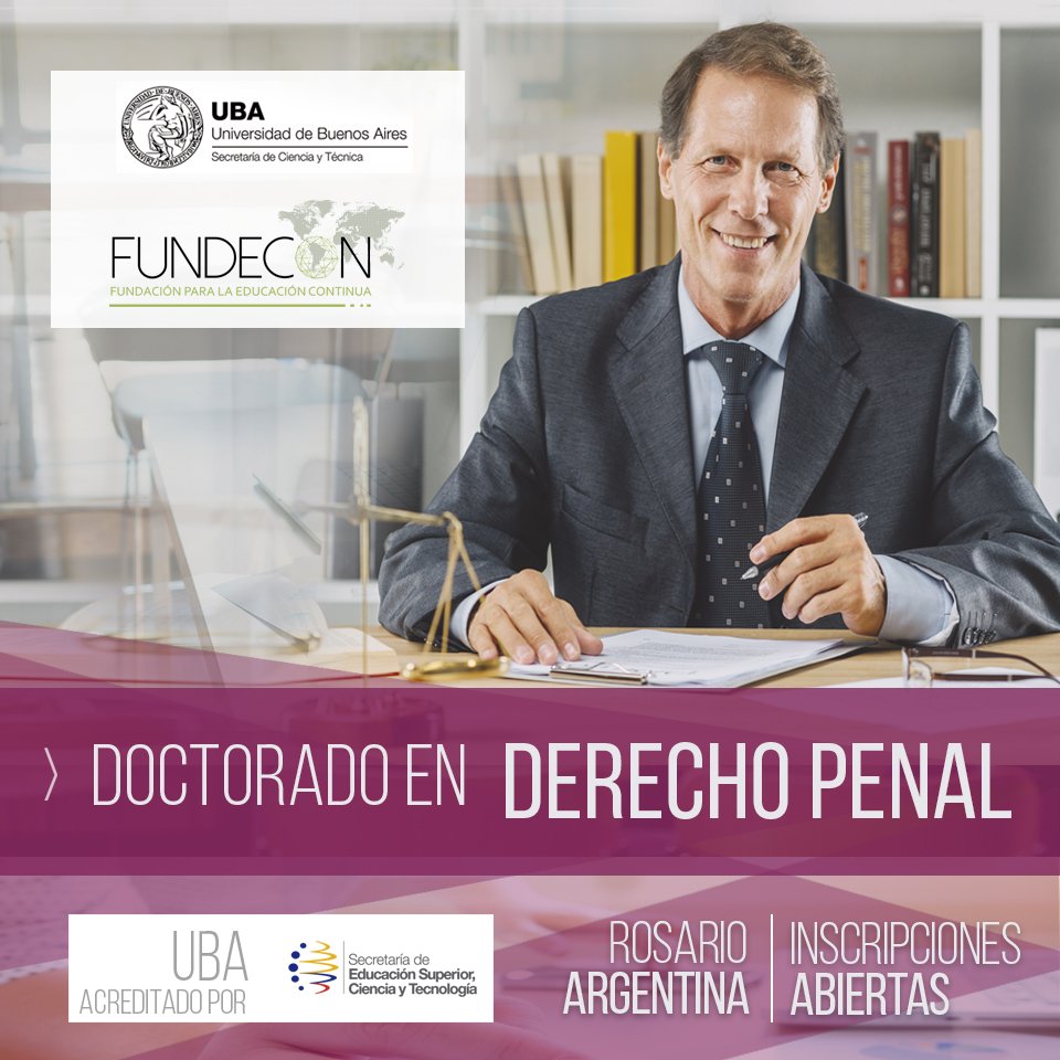 #Fundecon y la Universidad de Buenos Aires - Argentina presentan el Programa de #MAESTRÍA EN #DERECHO PENAL

✔️ Título reconocido en #Ecuador por la #SENESCYT
✔️ Profesores de prestigio Internacional.

INSCRIPCIONES ABIERTAS
Inicio: Agosto de 2019

fundecon.com