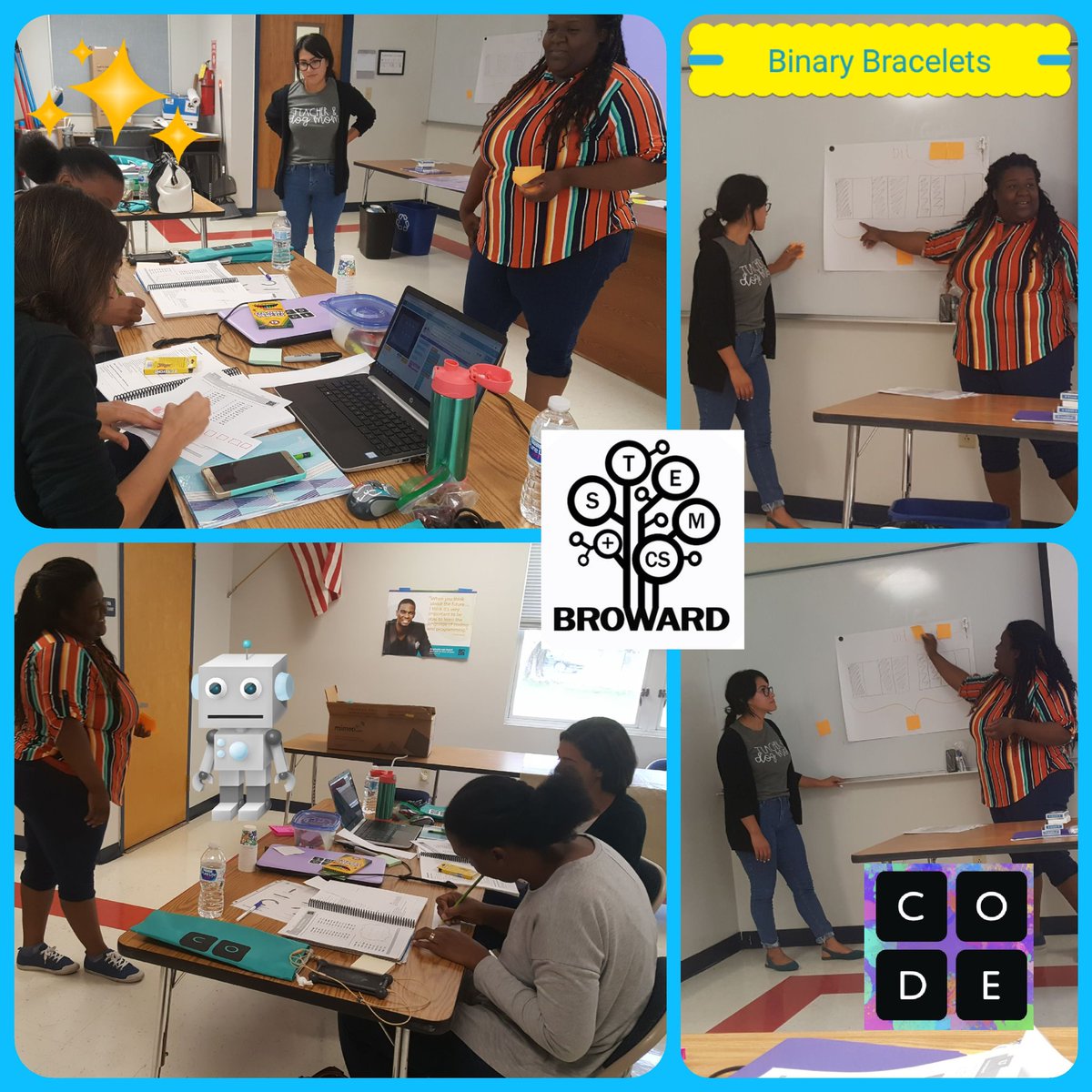 AMsky43's tweet photo. Enjoyed working with 5 amazing women as the embraced @TeachCode &amp; inspired each other during our @BrowardSTEM #CSFundamentals K-5 workshop. Want in on the excitement? 😜 Look for a workshop in your area TODAY🤓 Remember that we're  #CSFun-tastic 😎 https://t.co/7sduVH1xKX