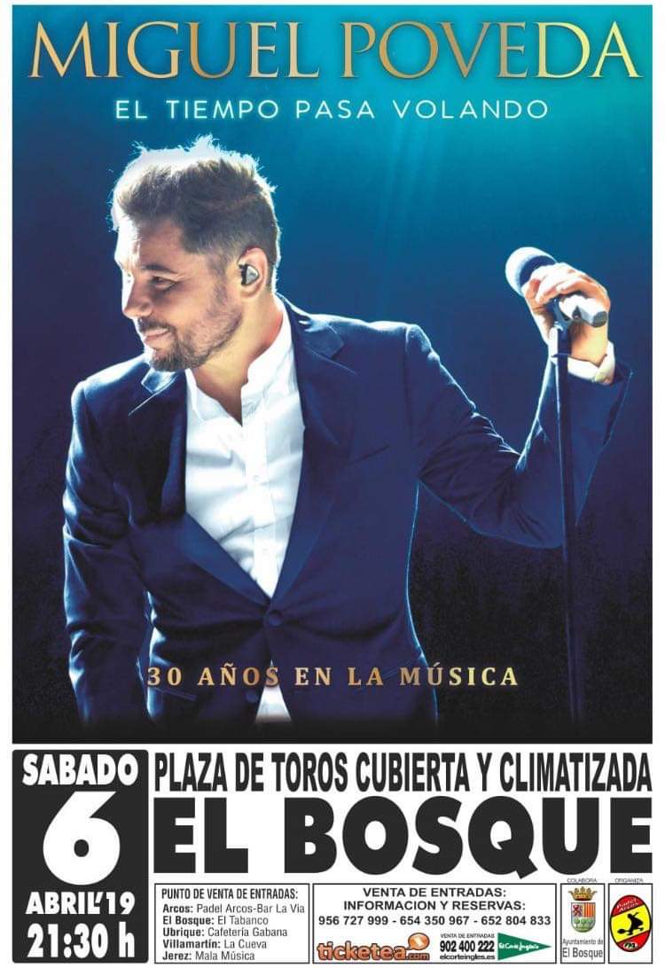 Hoy estamos con <a href="/MiguelPoveda/">Miguel Poveda</a> en #elbosque #cadiz gracias a <a href="/padelarcos/">Padelarcos</a>
No os lo podeis perder. #miguelpoveda #concierto #musica #flamenco #eltiempopasavolando #eventos #espectaculos 
Seguimos...
